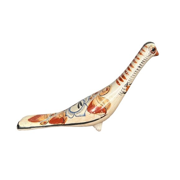 Vintage Tonala Mexican Pottery Hand Painted Pheasant Folk Art Figure 9” long - Picture 3 of 12